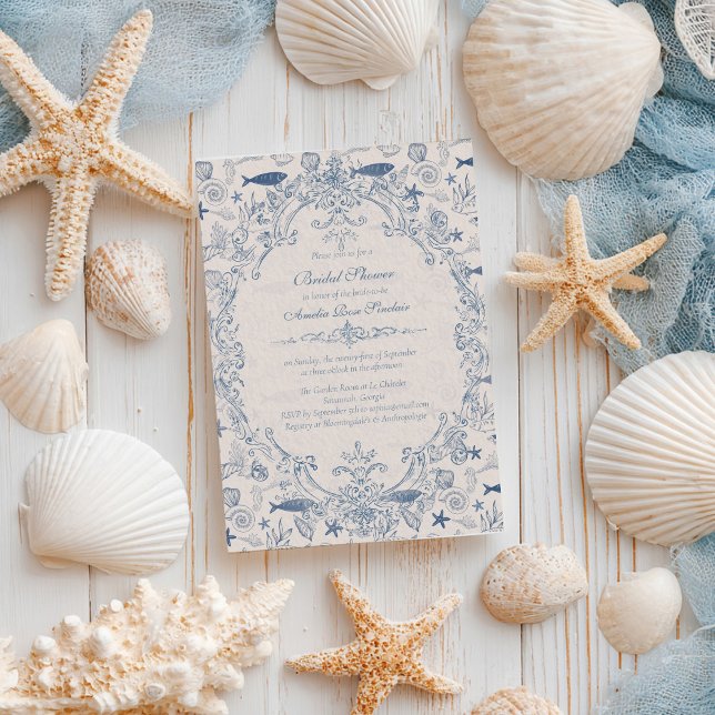 Invitation de douche nuptiale océan toile bleue (Créateur téléchargé)