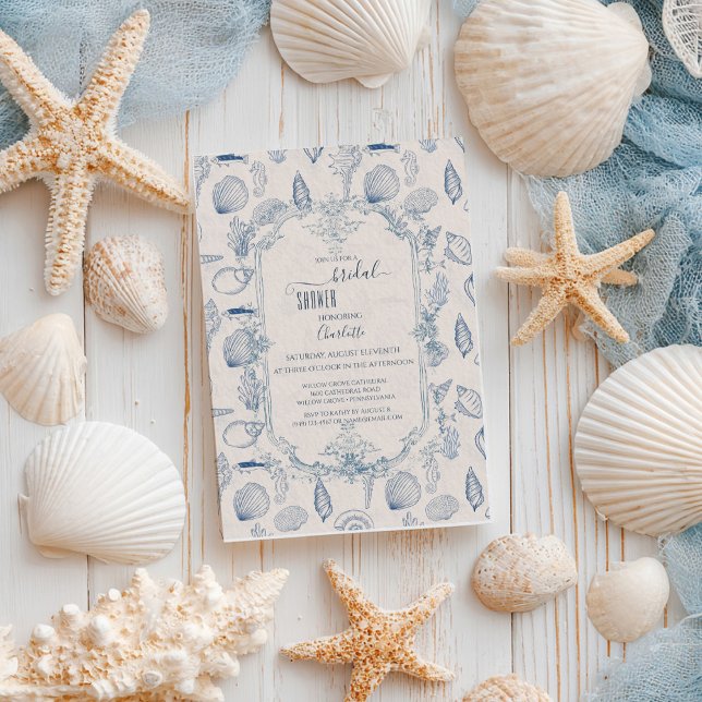 Invitation de douche nuptiale océan toile bleue (Créateur téléchargé)