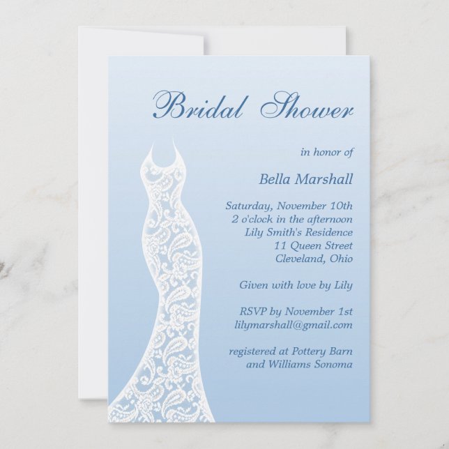 Invitation de douche nuptiale Ombre en bleu placid (Devant)
