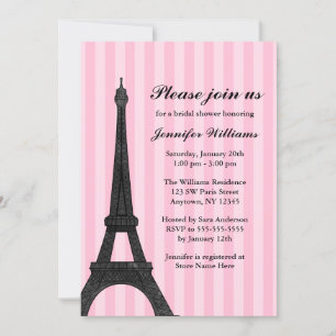 Invitation de douche nuptiale Pink Stripe Paris