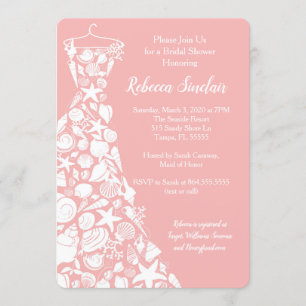 Invitation de douche nuptiale, plage, robe de coqu