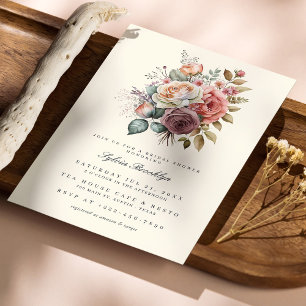 Invitation de douche nuptiale Rose aquarelle délic