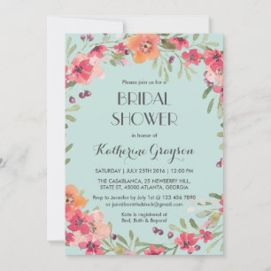 Invitation de douche nuptiale rose bleu Vintage