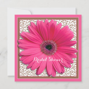 Invitation de douche nuptiale rose Brown Gerbera D