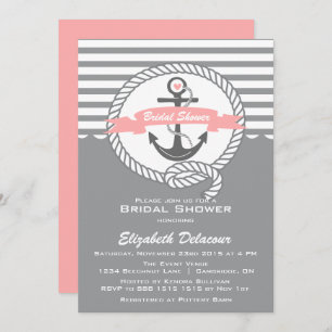 Invitation de douche nuptiale rose et gris