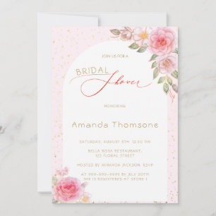 Invitation de douche nuptiale rose florale