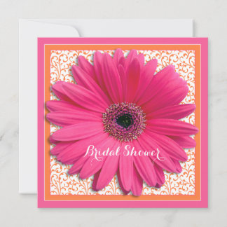 Invitation de douche nuptiale rose orange Gerbera