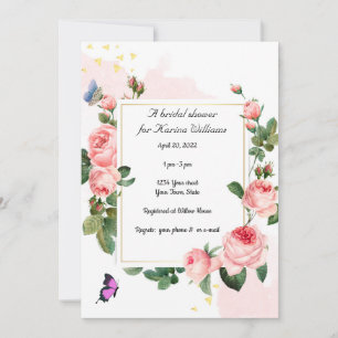 Invitation de douche nuptiale Rose vintage