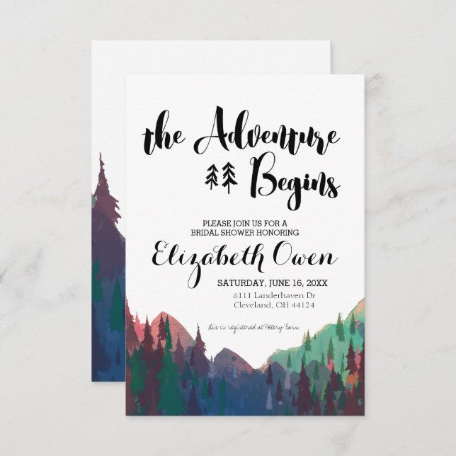 Invitation de douche nuptiale - Thème de montagne (Devant / Derrière)