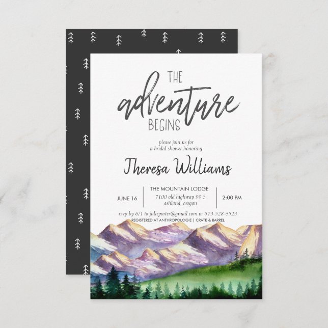 Invitation de douche nuptiale - Thème de montagne (Devant / Derrière)
