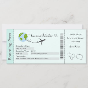 Invitation de douche nuptiale, thème de voyage