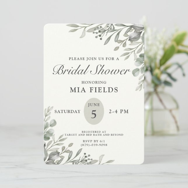 Invitation de douche nuptiale verte simple (Debout devant)