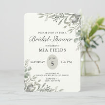 Invitation de douche nuptiale verte simple