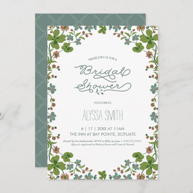 Invitation de douche nuptiale vintage - Jardin, Fl (Devant / Derrière)