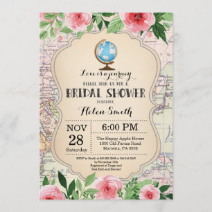 Invitation de douche nuptiale Voyage Floral