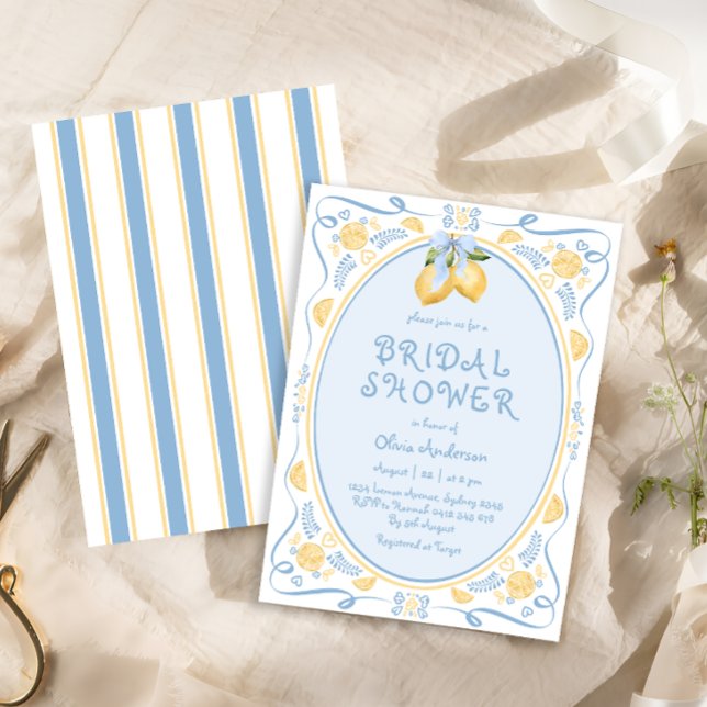 Invitation de douche nuptiale Whimsical citron Blu (Créateur téléchargé)