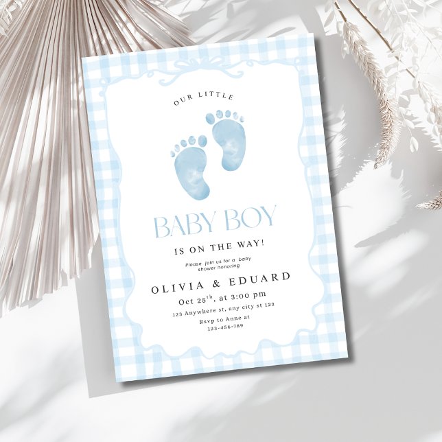 Invitation de douche pour bébé garçon à carreaux b (Créateur téléchargé)