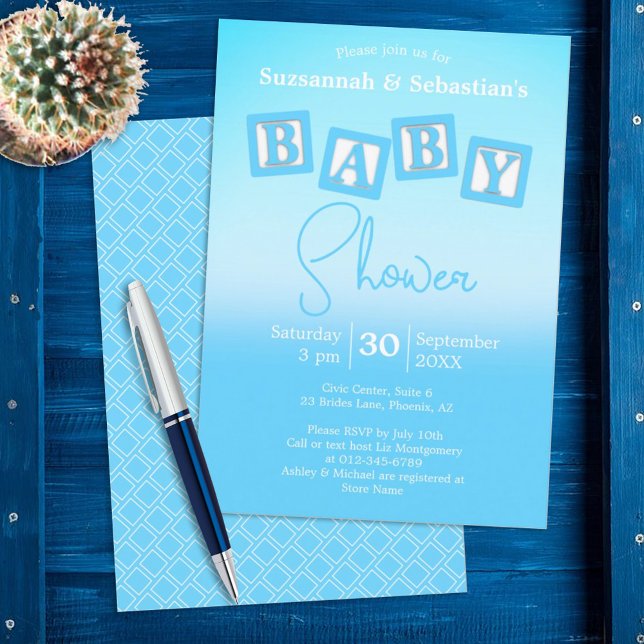 Invitation de douche pour bébé garçon avec blocs F (Créateur téléchargé)