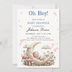 Invitation de douche pour bébé garçon sous la lune
