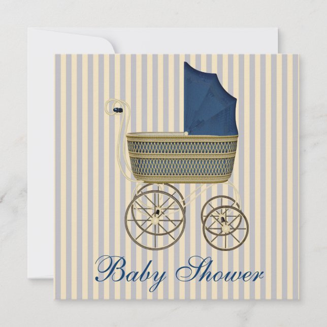 Invitation de douche pour bébé garçon vintage avec (Devant)
