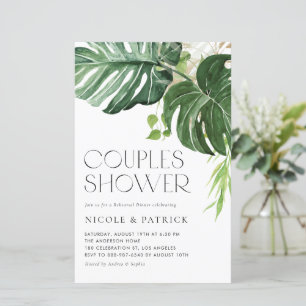 Invitation de douche pour couples d'été avec feuil