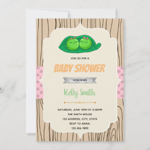 Invitation de douche pour jumelles 2 petits pois d