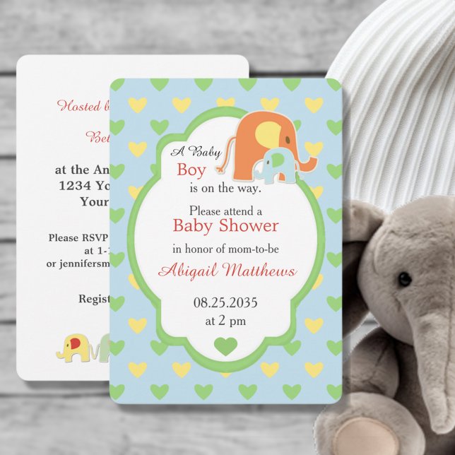 Invitation de douche pour maman et bébé éléphant g (Créateur téléchargé)