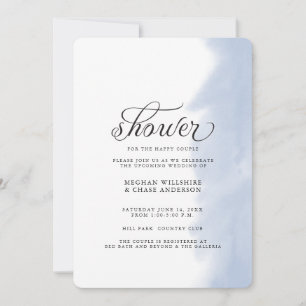 Invitation de douche Trait d'aquarelle bleu pâle