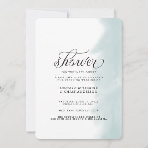 Invitation de douche Trait d'aquarelle vert sarc