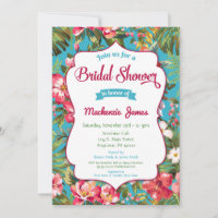 Invitation de douche tropicale nuptiale Luau Flora