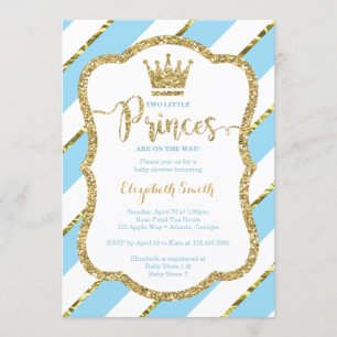 Invitation de douche Twin Little Princes, Parties 