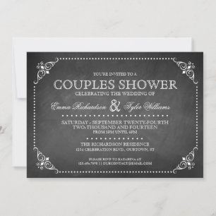 Invitation de douche vintage Couples Chalkboard