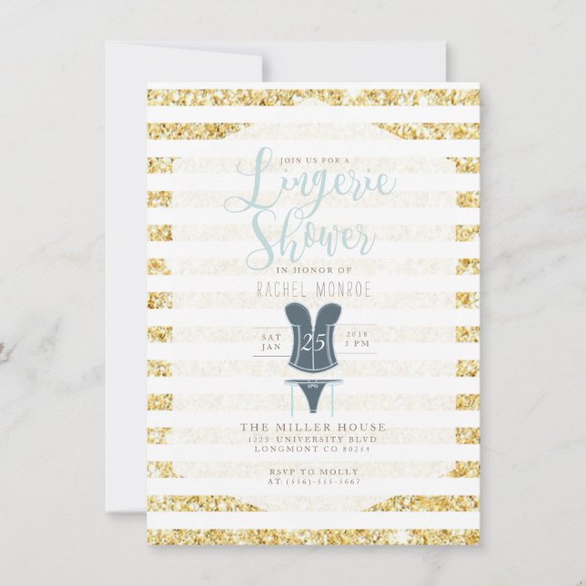 Invitation de douche vintage Lingerie Glam (Devant)