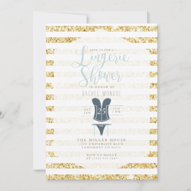 Invitation de douche vintage Lingerie Glam (Devant)