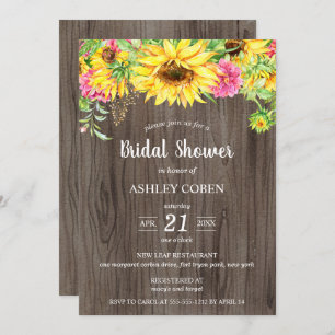Invitation de douches nuptiales avec des tournesol
