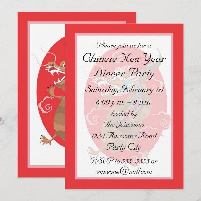Invitation de dragon chinois (Devant / Derrière)