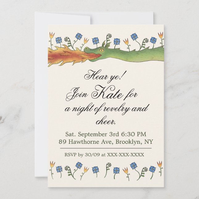 Invitation de dragon de la fête médiévale Renaissa (Devant)