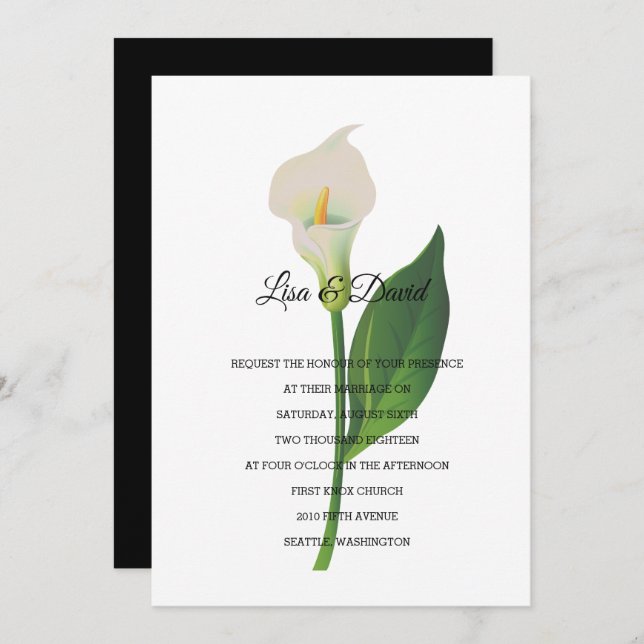 Invitation de faire-part de mariage-Cala Lily (Devant / Derrière)
