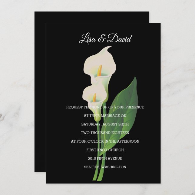 Invitation de faire-part de mariage-Cala Lily (Devant / Derrière)