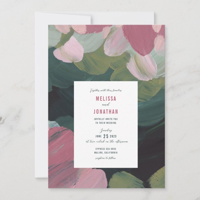 Invitation de Faire-part de mariage d'amour peint (Devant)
