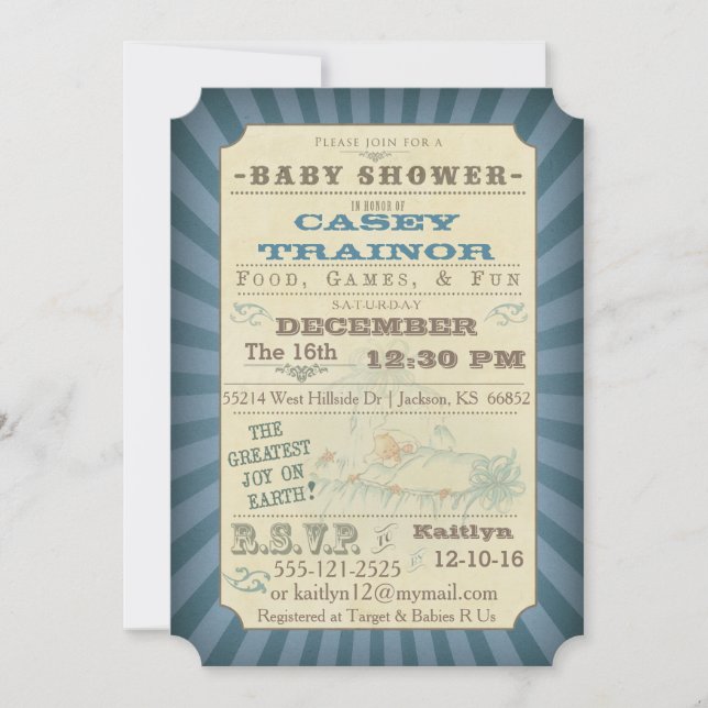 Invitation de Faire-Part de Naissance Vintage Bill (Devant)