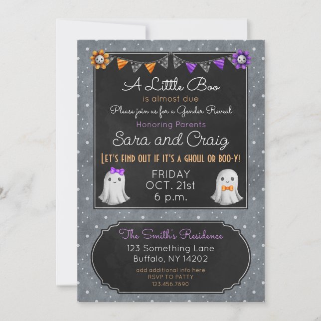 Invitation de fantôme ou bébé Boo-y pour Halloween (Devant)