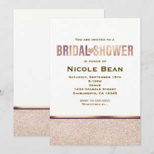 Invitation de Faux Rose Gold Champagne pour une Ba