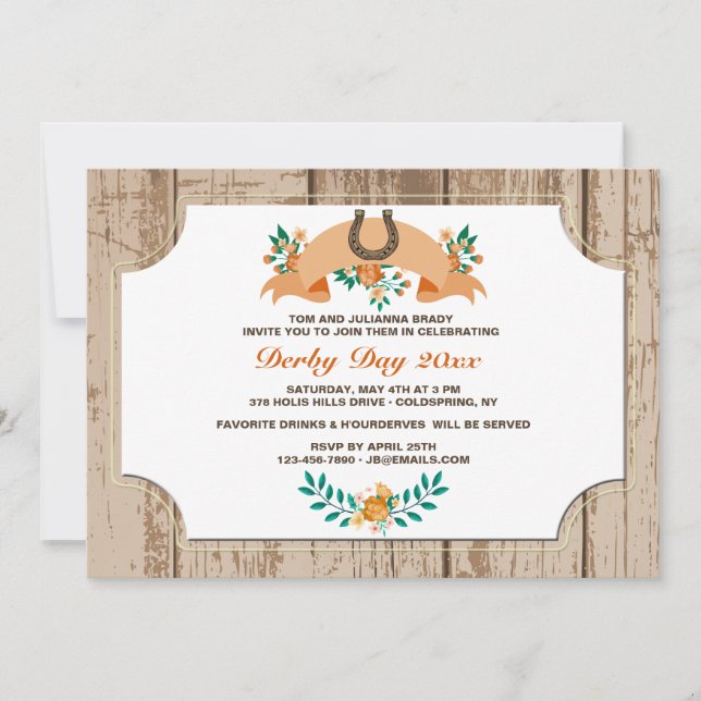 Invitation de fer à cheval et bannière de fleurs (Devant)