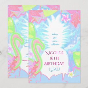 Invitation de fête à la couleur amusante de luau t