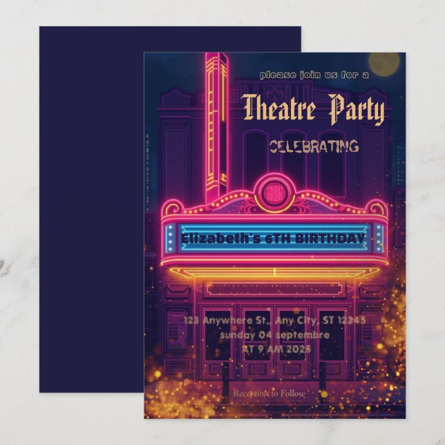 Invitation de fête à la marquise de théâtre – Invi (Devant / Derrière)