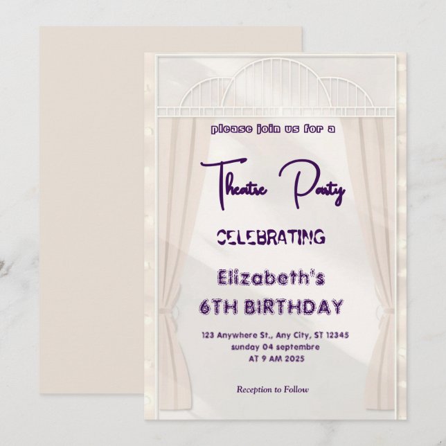 Invitation de fête à la marquise de théâtre – Invi (Devant / Derrière)