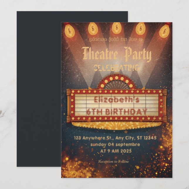 Invitation de fête à l'affiche du théâtre – Invita (Devant / Derrière)