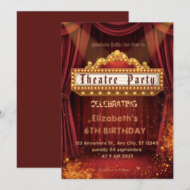 Invitation de fête à l'affiche du théâtre – Invita (Devant / Derrière)