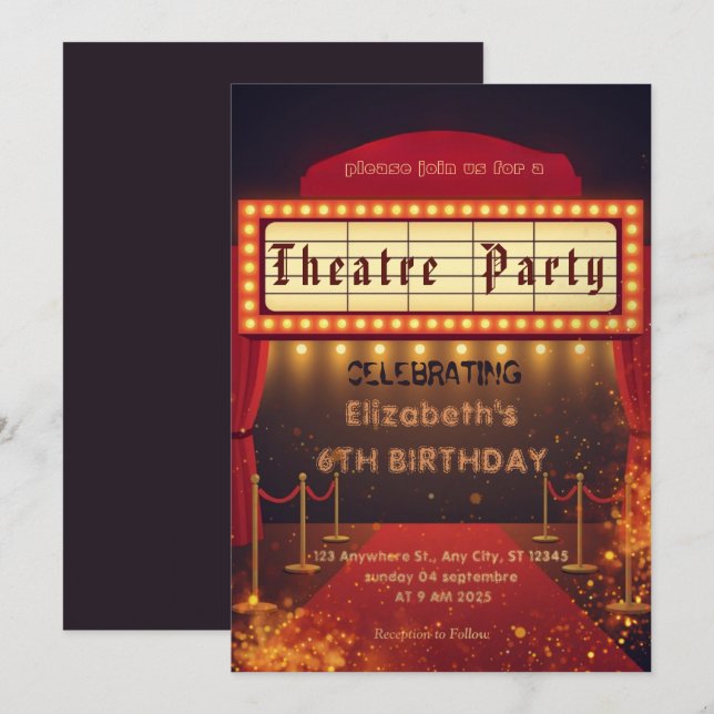 Invitation de fête à l'affiche du théâtre – Invita (Devant / Derrière)
